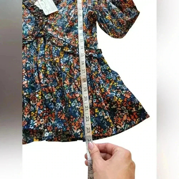 NWT Apricot Womens Watercolor Small (6) Floral Ruffle Elbow Length Sleeve 0055 - Picture 5 of 8